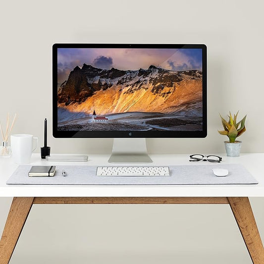 Premium Felt Desk Mat | Large 15.75" x 36" | Multifunctional Desk Pad for Home Office | Light Gray