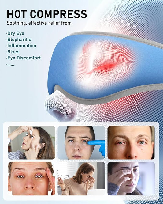 Heated Eye Mask Warm Eye Compress for Dry Eyes - USB Electric Heat Eye Mask Heating Pad for Dry Eye Relief, Stye, Blepharitis, Improve Sleep