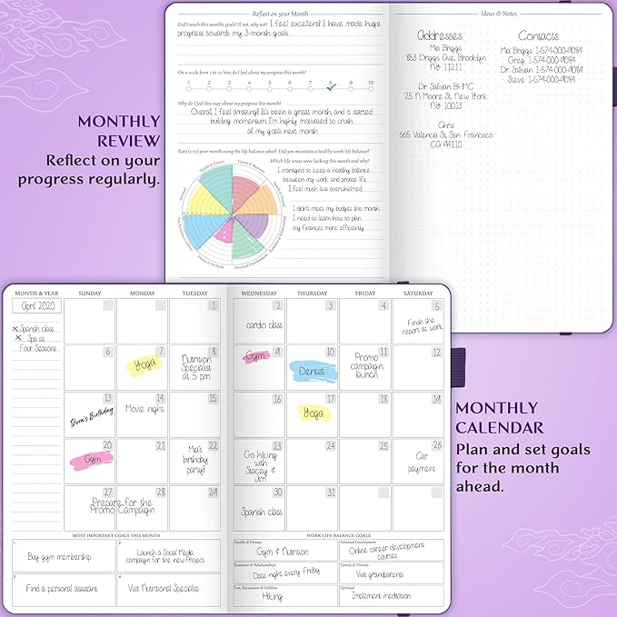 Legend Planner Hourly Schedule Edition – Deluxe Weekly & Daily Organizer with Time Slots. Time Management Appointment Book Journal for Work & Personal Life, Undated, A5 Hardcover – Purple, Debossed