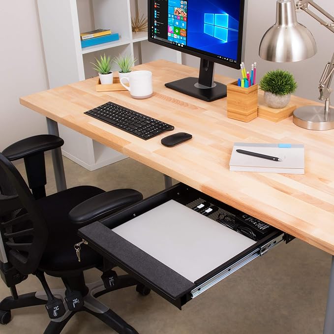 Penn Elcom Under Desk Laptop Drawer, Lockable, for 14” Laptops - Premium Sliding Security Drawers - Model EX-6101B