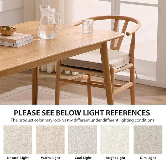 Chair Cushions for Dining Chairs, 2" Thick Seat Cushions for Kitchen Chairs, D-Shaped Chair Pads with Washable Cover, Ties and Non Slip Backing, 17'' x 16'', Set of 4, Beige