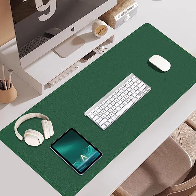 Large Desk Pad, 47.2'' x 23.6'', Office Desk Mat, Computer Mat for Desk, Leather Desk Pad Protector, Sewing Desk Blotter, Desktop Writing Pad for Office/Home/Decor Dark Green