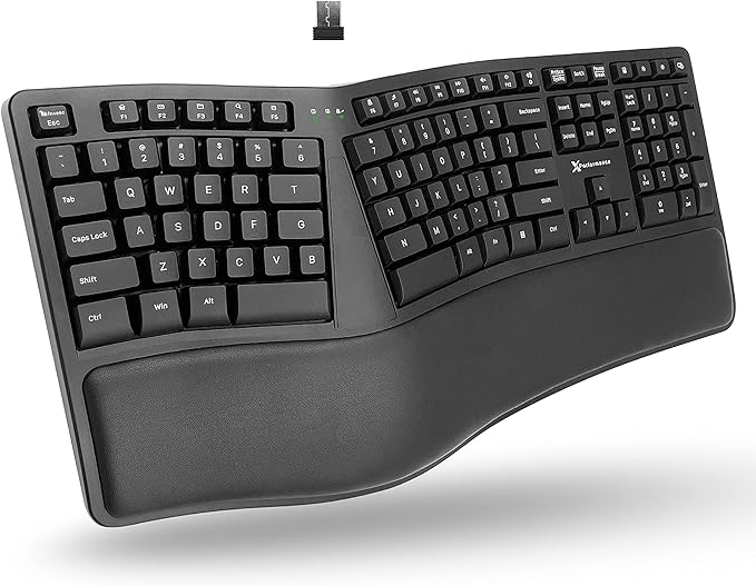 X9 Wireless Ergonomic Keyboard - Split Keyboard with Cushioned Wrist Rest - Type Comfortably Longer - 110 Key Curved Ergo for Laptop, Desktop Computer PC, Surface, Chromebook, Notebook