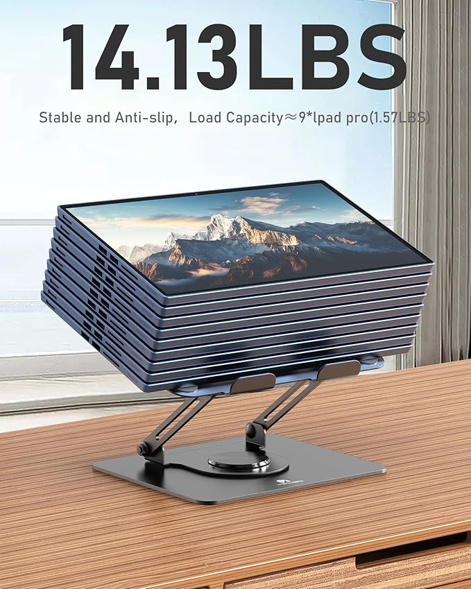 Laptop Stand for Desk,360° Adjustable Computer Stand with Rotating Base,Ergonomic Laptop Riser for Foldable and Portable,MacBook Riser Collaborative Work, Suitable for 10-16" Notebook Holder