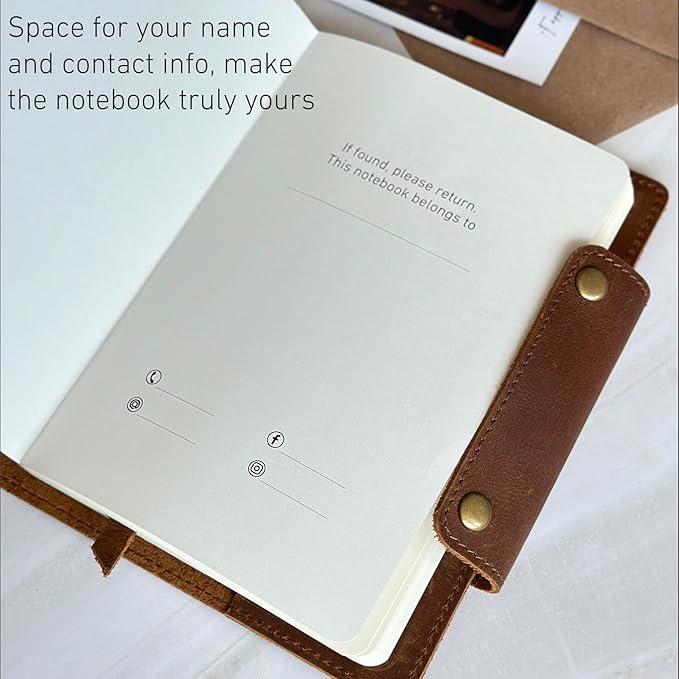 Albero Genuine Leather Journal – A5 Refillable Premium Writing NoteBook, 5x8 Cover, 360 Pages (100 GSM), Professional Organizer for Men and Women, Lined Daily Journal, Handmade Leather Note book