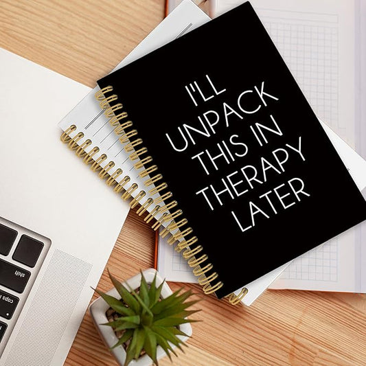 CUANFDDSF Mental Health Notebook, Therapy Journal Notebooks for Women, Mental Health Gifts,Writing Pads, I'll Unpack This in Therapy Later Hardcover Spiral Notebook 5.5x8.3 Inch