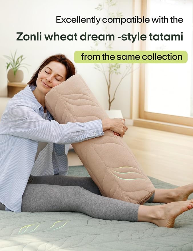 Zonli Yoga Bolster Pillow for Meditation & Restorative Yoga - Rectangular Support Cushion with Removable Cotton Cover & Carry Handle, 26"x11"x7"