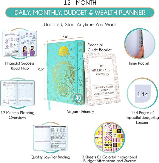 Budget Planner and Monthly Bill Organizer - Finance Planner, 12-Month Journey to Financial Freedom | Bill Payment Tracker Monthly Organizer, Money Saving & Expense Tracker | Undated Budgeting Journal