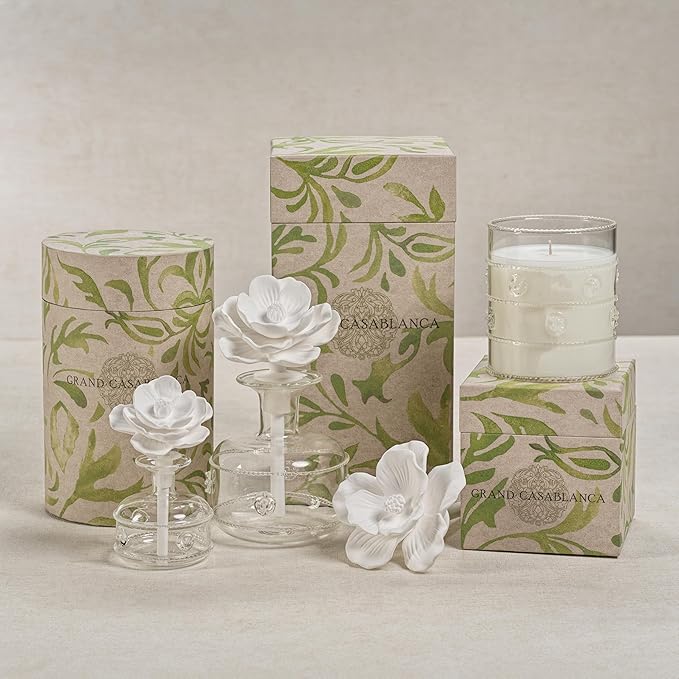 Zodax Grand Casablanca Porcelain Oil Diffuser - 6.76 oz -Apricot Bloom