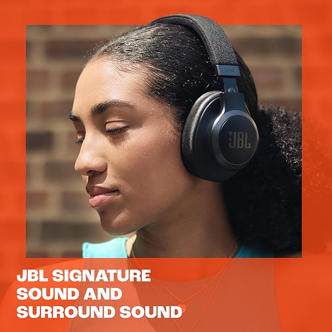 JBL Live 770NC - Wireless Over-Ear Headphones with True Adaptive Noise Cancelling with Smart Ambient, Up to 65 Hours of Battery Life, Comfort-fit Fabric Headband & Carrying Pouch (Sandstone)