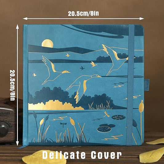 TIEFOSSI Dotted Journal Notebook, Dot Grid Notebook for Women Men, Hardcover PU Leather Journal, 160 GSM Thick Paper, 160 Numbered Pages with Gold Edges, 8 x 8 Square Diary