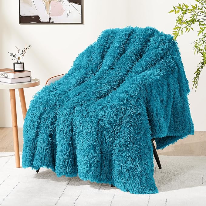 Cottonblue Weighted Blanket 12lbs 60x80 inches for Queen Bed, Faux Fur Sherpa Weighted Blanket for Adults, Plush Cozy Bed Blanket with Ceramic Beads for Calm and Relax,Teal Green