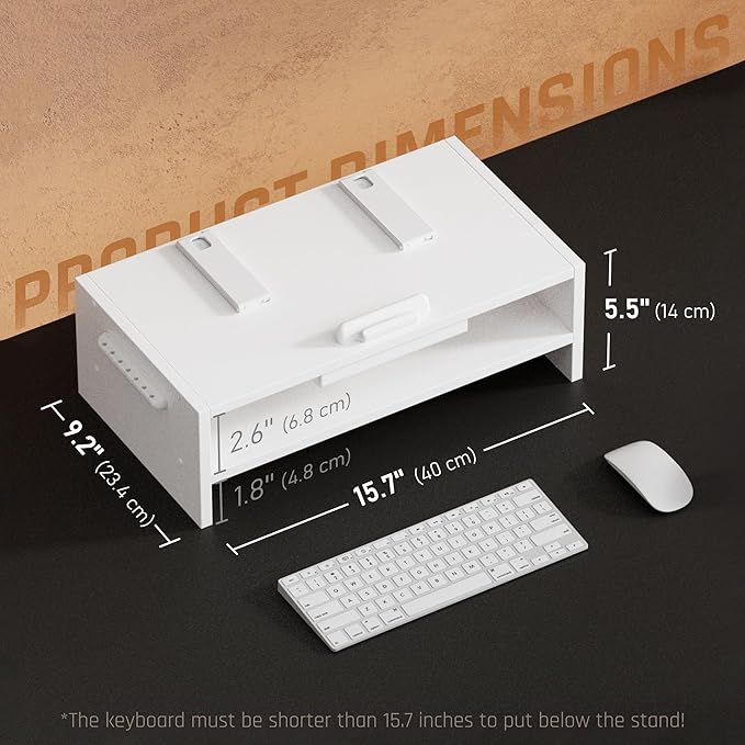 Adjustable Wood Laptop Stand, Ergonomic Height Angles Computer Stand, Riser Holder Notebook Stand for Desk Compatible with Air, Pro, Dell, HP, Lenovo More 10-17.3" Laptops, White