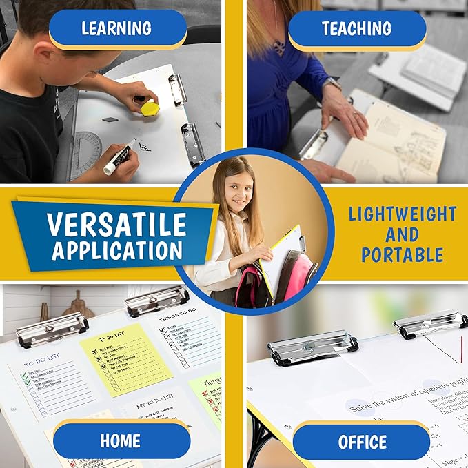 Slant Board for Writing - Adjustable Magnetic Whiteboard & 22° Angle Ergonomic Desk for Reading, Writing, & Drawing for Students, Teachers – Ideal for Posture, Study & Orientation – Yellow