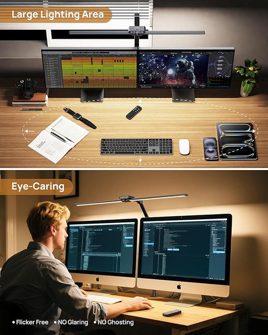 TROND LED Desk Lamp with Clamp - 1500LM Super Bright Architect Desk Light, 25 Lighting with Remote or Touch Control, Eye-Caring Clip on Light, for Home Office, Computer Monitor, Reading, Study, Work