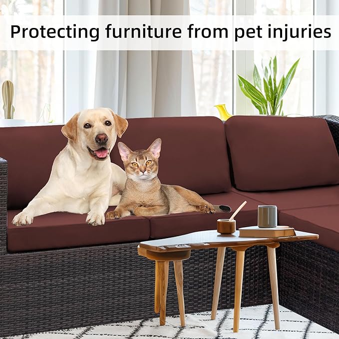 8Pcs Stretch Patio Cushion Covers,Outdoor Couch Covers Replacement,Outdoor Couch & Sofa Slipcovers,for Patio Furniture Cushion Covers,Washable Reusable Furniture Protector (Light Coffee,Cover Only)