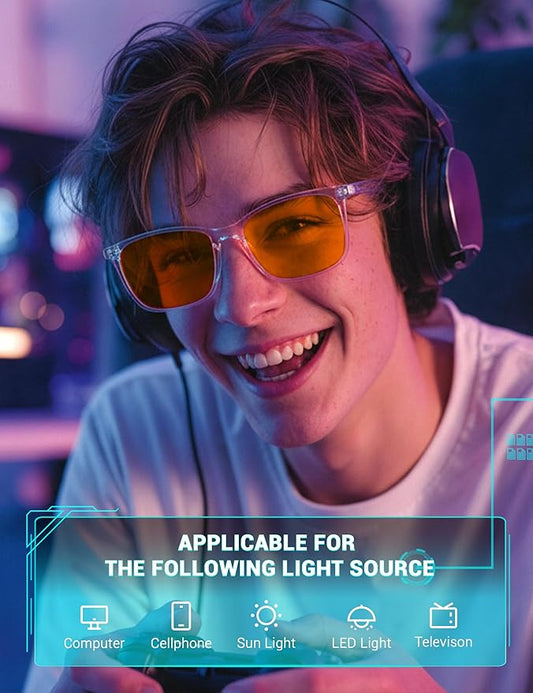 TIJN Sleep Glasses for 99.9% Blue Green Light Blocking for Women Men Dual AR Coating Red Lens for Computer Gaming, TR90