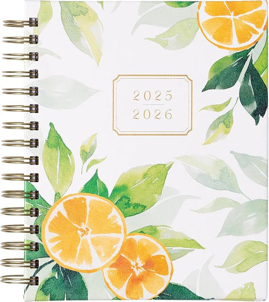 2025-2026 Eccolo Spiral Agenda Planner, Orange Citrus, Weekly & Monthly Pages, 18 Months, Sticker Sheets, Inspirational Quotes (7.75 x 8.75, Hardcover, July 2025 - Dec 2026)