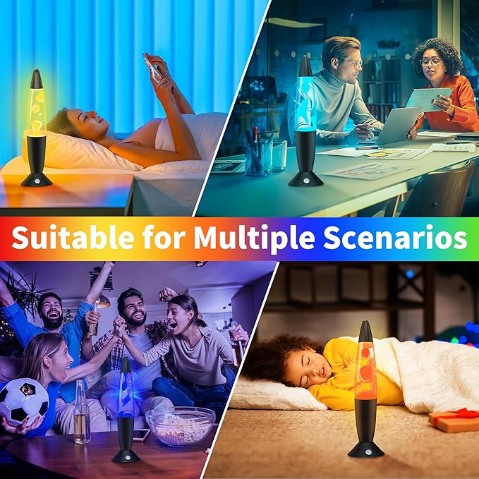 17 Color Changing Liquid Motion Lamp with Remote 13.5”LED Motion Lamp Relaxing Night Light for Kids Adults with White Wax in Clear Liquid Motion Lamp for Home Decor Gift (Black Base)