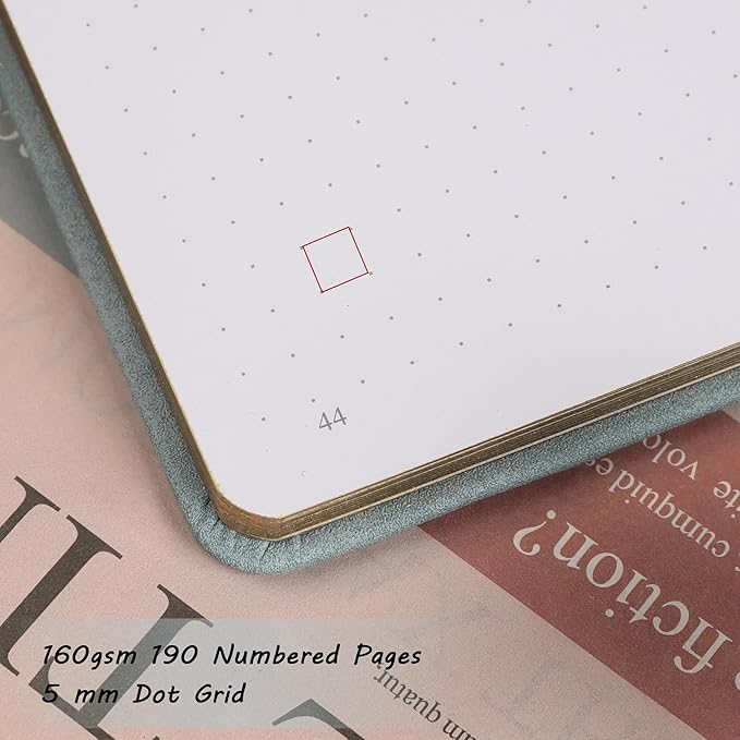 TIEFOSSI Bullet Dot Notebooks, A5 Hardcover Dot Journals for Writing Women, 160gsm Thick Paper, 190 Numbered Pages, for Planner Organization