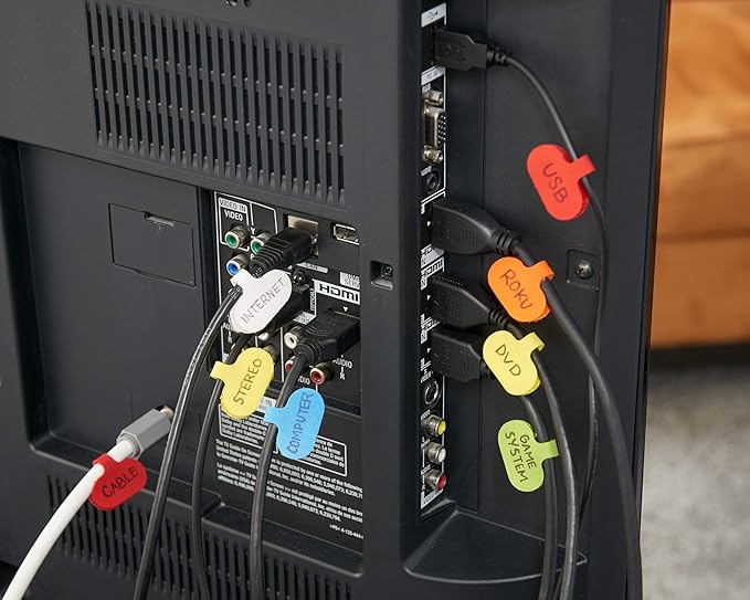 Wrap-It Storage - Cable Labels, Oval, Multi-Color (36 Pack) Write On Cord Labels, Wire Labels, Cable Tags and Wire Tags