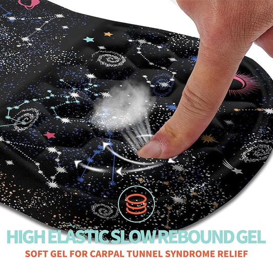 Ergonomic Mouse Pad Wrist Support with Memory Foam Massage Bulge, Carpal Tunnel Pain Relief Mousepad Wrist Rest for Mouse(12x8 inch, Galaxy)