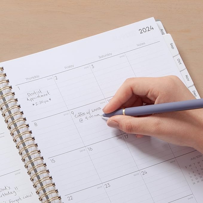 Blue Sky 17 Month 2024-2025 Academic Year Weekly and Monthly Planner From August 2024 - December 2025, 8.5" x 11", Flexible Cover, Wirebound, Silver Metallic (150659)