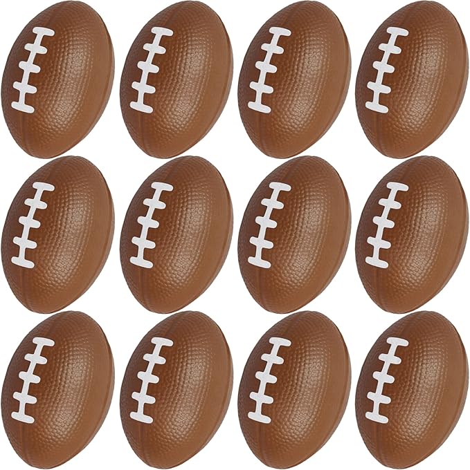 Mini Foam Footballs 12 Pcs Pack | 3.25” Inch Party Favor Balls for Kids | Mini Football Stress Ball Bulk | Toy Sports Little Footballs | Big Game Party Decoration Balls | Small Foam Football for Kids