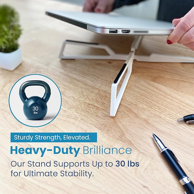 Portable Laptop Riser Stand- Lightweight & Adjustable Computer Holder, Ergonomic, Foldable - Compatible with Apple MacBook Pro & Air, HP, Dell, Tablet & More 10" - 16" Notebooks (Blue)