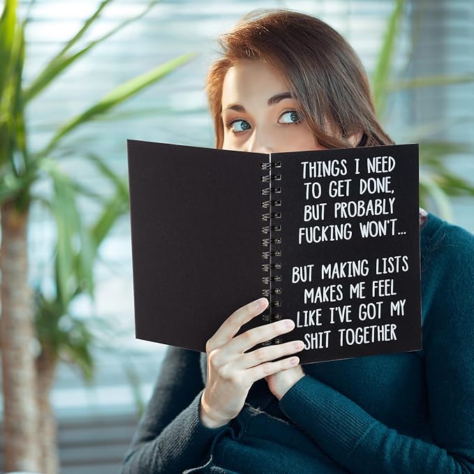 Funny Office Notebook - 1Pcs THINGS NEED TO GET DONE Humorous Quote A5 Spiral Notebook Black Hardcover Diary Notepad Office Coworker White Elephant Gift College Student Gag Gift Birthday Favor