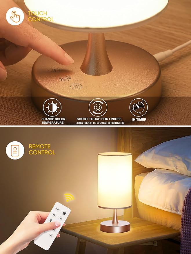 Light Therapy Lamp, 10000 Lux Daylight with 3 Color Temperatures, Adjustable Brightness & Timer with Memory Function, Sunlight Lamp with Remote Control (Gold Base, White Shade)