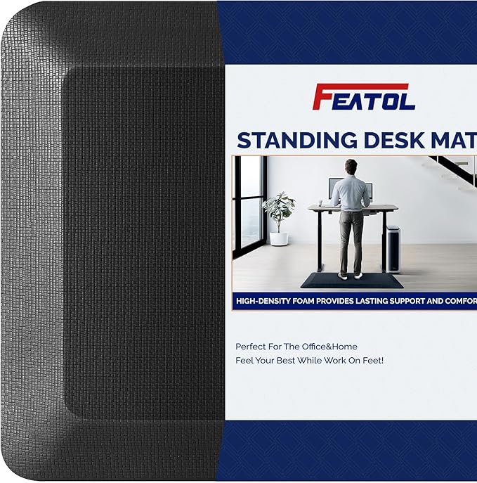 FEATOL Anti Fatigue Mats for Standing 2 Packs, 9/10 Extra Thick Ergonomic Standing Desk Mat, Comfort & Durable Memory Foam Standing Mat at Home,Office All Day (24" x 36", Black)