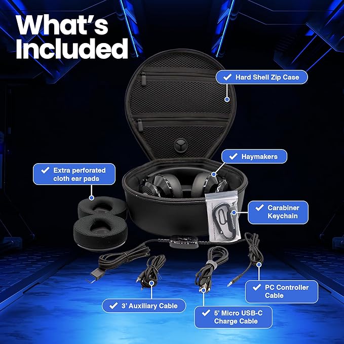 Noise Cancelling Bluetooth Gaming Headphones - Dirac 3D Surround with 30+ Hr Battery, Touch Controls and RGB - Wireless Gaming Headsets for PS5, Xbox, PC, Switch & Mobile