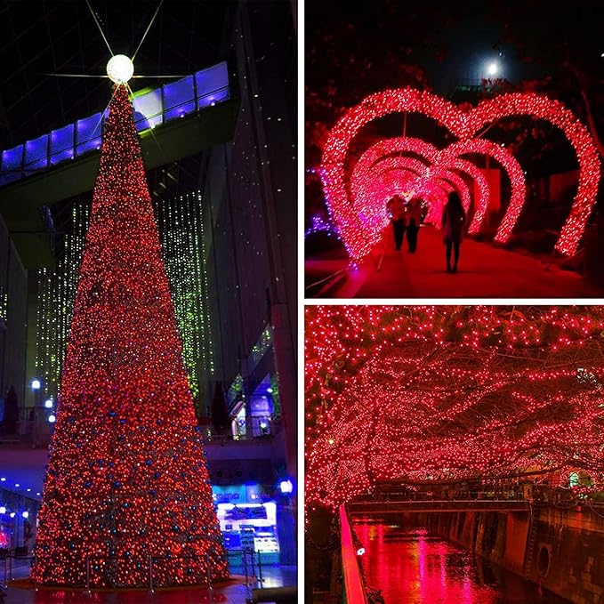 66Ft 200 LED Fairy Lights Plug in, Waterproof String Light Outdoor 8 Modes Christmas Lights Bedroom Decor with Remote, Twinkle Light with Timer for Girl's Room Christmas Decorations (Red)
