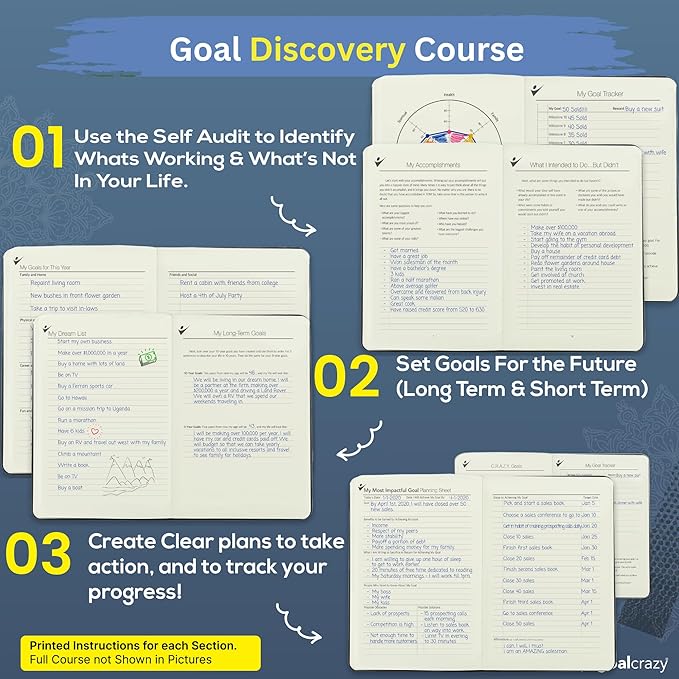 Undated Planner - 90 Day Guided Journal, 2025 2026 Weekly Organization, Productivity Habit Tracker, Inspirational, Life Setting, Navy Blue Leather, Almond Pages