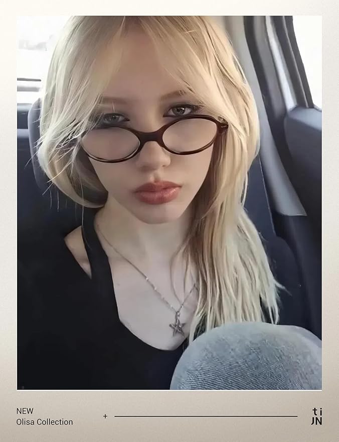 TIJN Olisa Blue Light Blocking Glasses for Women Men,Oval Glasses Frame Bluelight Glasses for Gaming/Computer/Screen