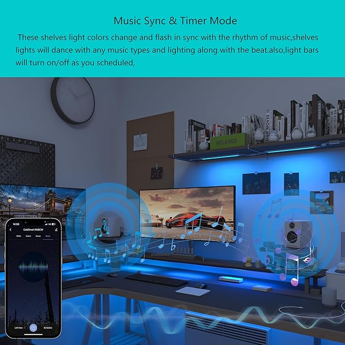 Smart Under Cabinet Lighting Strip Lights White & Color Changing Dimmable Work with Alexa Google Smart Thing Phone App, RGB Multi Colored Lamp for Kitchen Counter Light Fixture (6 Lights Bar Kit)