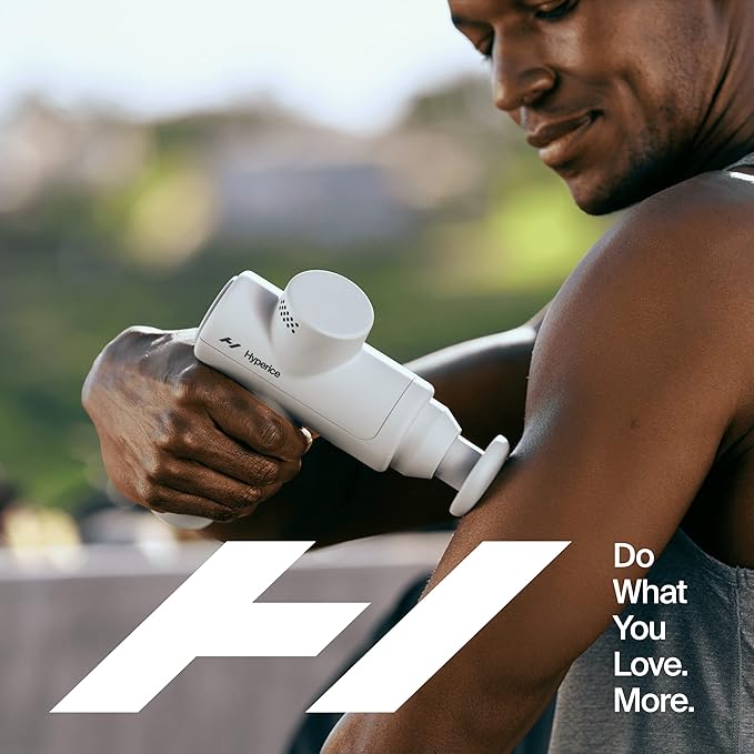 Hyperice Hypervolt Go 2 - Arctic Grey - Featuring Quiet Glide Technology - Handheld Percussion Massage Gun - 3 Speeds, 2 Interchangeable Heads - Helps Relieve Sore Muscles and Stiffness - FSA and HSA