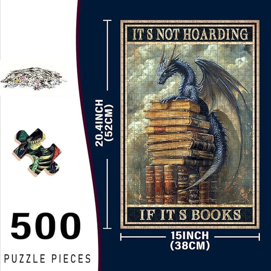500 Piece Difficult Wooden Jigsaw Puzzle is Not Hoarding If It's A Book Adults Kids Parent Child Educational Stress Relief Learning Toy 20.4x15 Inch