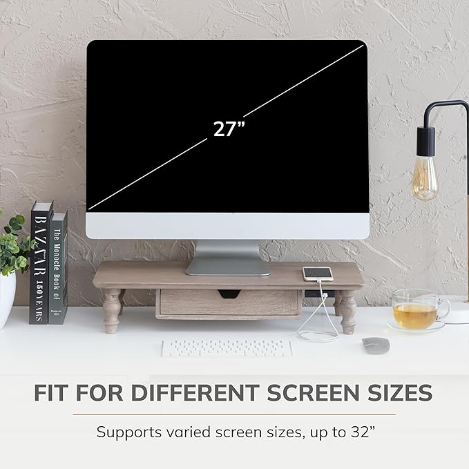 Anji Mountain Monitor Stand - Desktop Organizer & Laptop Riser, Ergonomic Monitor Riser, Space-Saving Monitor Stand for Desk, Durable Construction, Easy Assembly, Ideal for Home & Office (Biscotti, 20-Inch)