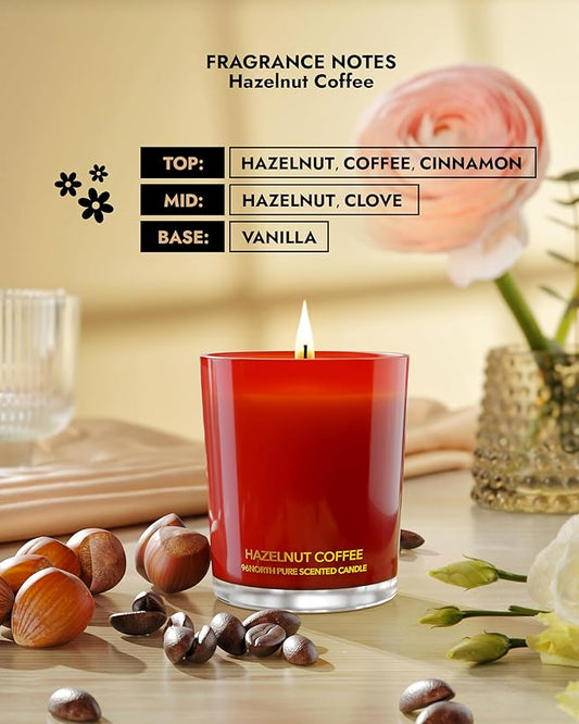 96NORTH | Pure Hazelnut Coffee Candle | 100% Natural Soy Wax | 1-Wick Jar Candle | Natural Fragrance Technology | Non Toxic | Up to 35 Hours Burning Time | Aromatherapy Gift for Men and Women