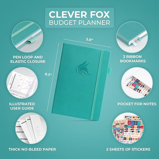 Clever Fox Budget Planner - Expense Tracker Notebook. Monthly Budgeting Organizer, Finance Logbook & Accounts Book, Bill Tracker, A5 (Turquoise)