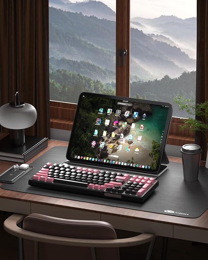 MageGee SKY98 Wireless Gasket Mechanical Gaming Keyboard, 96% Hot Swappable RGB Custom Creamy Keyboard with 5-Layer Sound Padding, BT/2.4G/USB-C, NKRO for Win/Mac (Pink & Black, Blue Whale Switch)