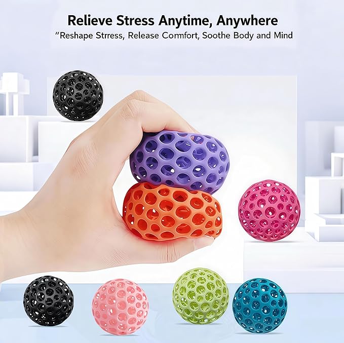 3D Printed Fidget Toy Stress Ball for Adults Grip Strength Trainer, Elasticity Fidget Bouncing Ball for Anxiety Relief, Novelty Gifts for Friends,Valentine Christmas Classroom Gifts for Kids