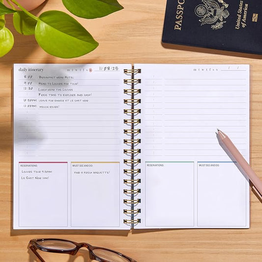 Inspired by Erin Condren Soar A5 Travel Journal, Portable Vacation Planner & Travel Journal in One, Soar Cover Design with Organized Trip Planning Interior Layout