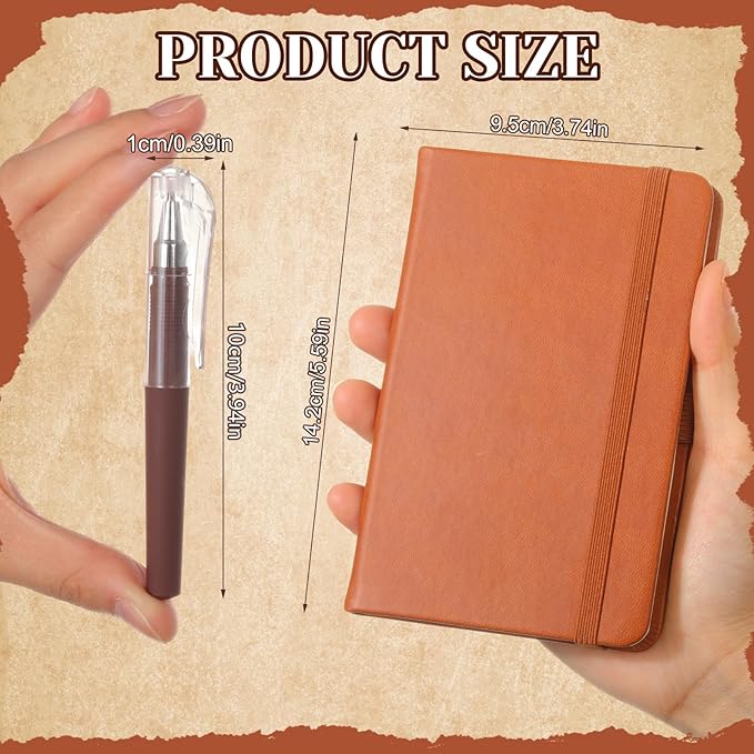 25 Pack Pocket Small Notebook Journals with Pen 5.6'' x 3.7'' Mini Journaling Notepads A6 Ruled Journals Hardcover Lined Notebook Bulk with Pen Holder for Office School Memo(Vintage Colors)