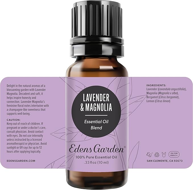 Edens Garden Lavender Magnolia Essential Oil Blend- 100% Pure Premium Grade, Undiluted, Natural, Therapeutic, Aromatherapy, The Best for Diffusing, Skin, Candle, Laundry 10 ml (.33 fl oz)