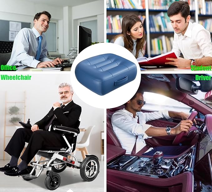 with Carry Handle Comfortable Cushion for Home Office Chair Pad Car Seat Cushion Effectively Increase The Field of View by 12cm/ 4.7in,and Lower Back Fatigue Relief (Navy Blue)