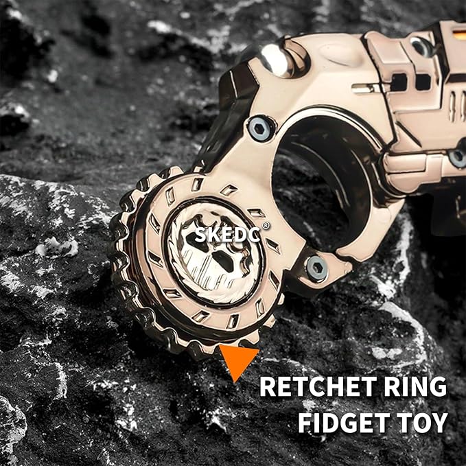 SKEDC Fidget Toys Adults, Alloy Fidget Slider Fidget Clicker Fidget Spinner, EDC Laucher Toy ADHD Tools Executive Desk Toy for Keep Focus & Relief Stress, Cool Gadgets for Men (2nd Gen Brown)