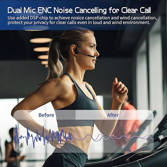 Bone Conduction Headphones Bluetooth with Mic, Noise Cancelling Open-Ear Sweatproof Bone Conducting Headsets Microphone Wireless for Work, Sports,Call, Meeting Headphones